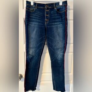 Vintage Jordache Dark Blue Skinny Jeans with Red Accents